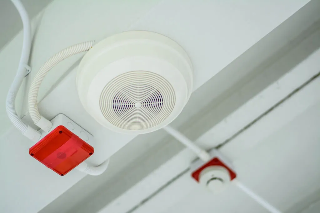 Conventional fire alarm system ceiling smoke detector installed in a commercial building in Abuja Nigeria