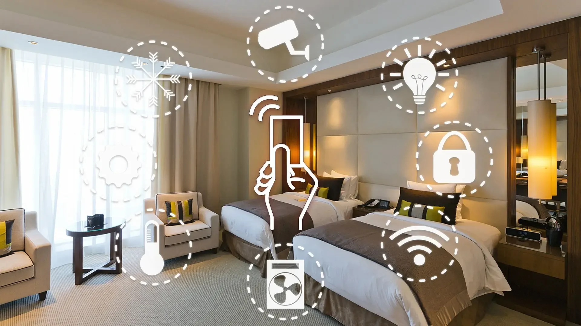 Hotel guest room energy management system by FrontHill Controls — occupancy-based energy control for West Africa hotels