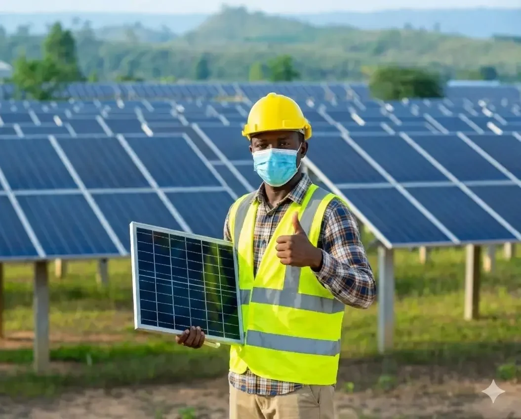 Solar energy company engineer delivering solar panel installation renewable energy system for commercial facility Nigeria — Fronthill Controls