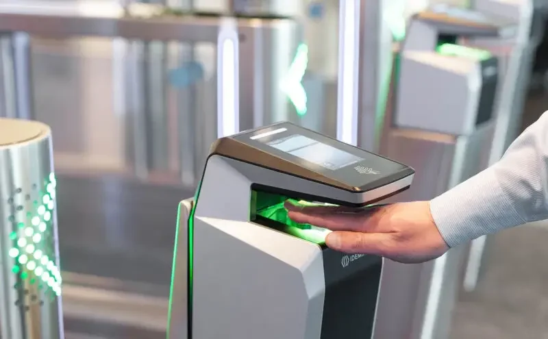 Biometric access control fingerprint scanner installed at commercial facility entrance in Lagos Nigeria