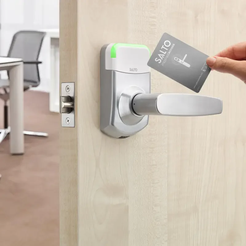 Keycard access system installed on office door for building access control in Abuja Nigeria